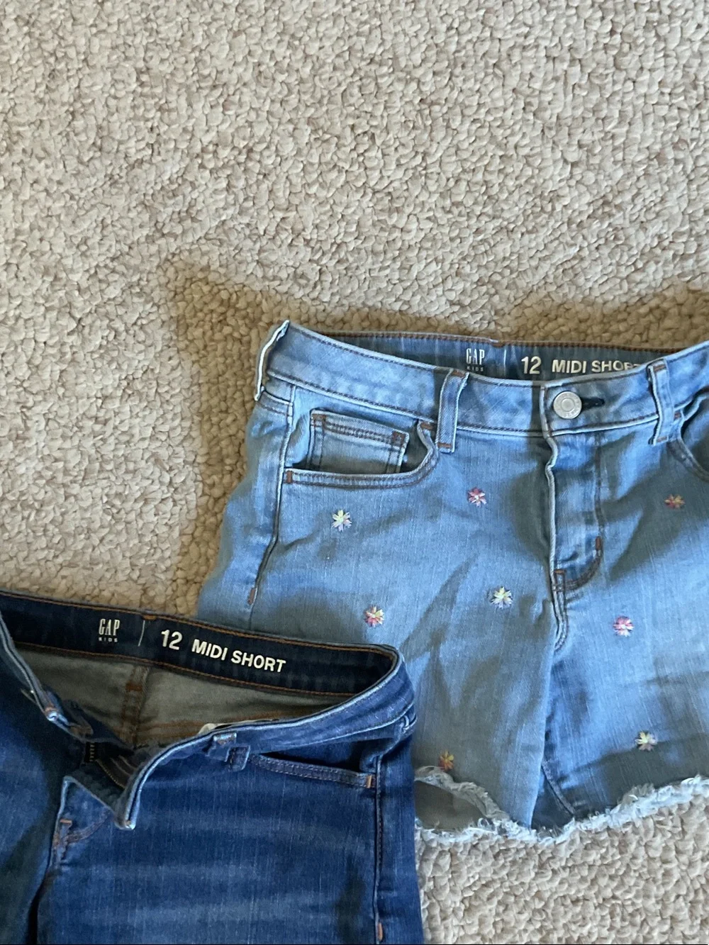 GAP Light Blue Embroidered & Dark Blue Denim Short Duo